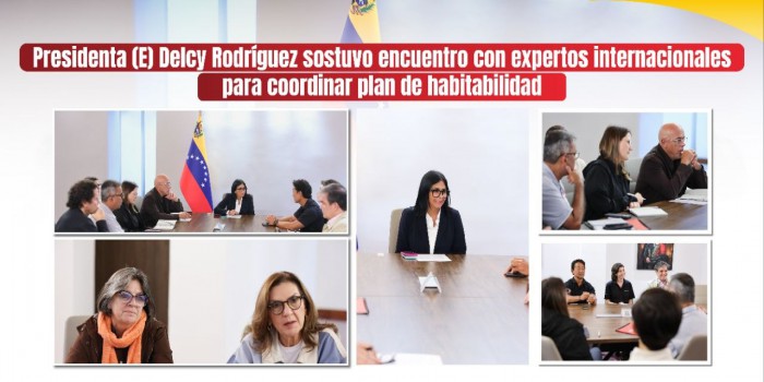 Presidenta (E) Delcy Rodríguez sostuvo encuentro con expertos internacionales para coordinar plan de habitabilidad