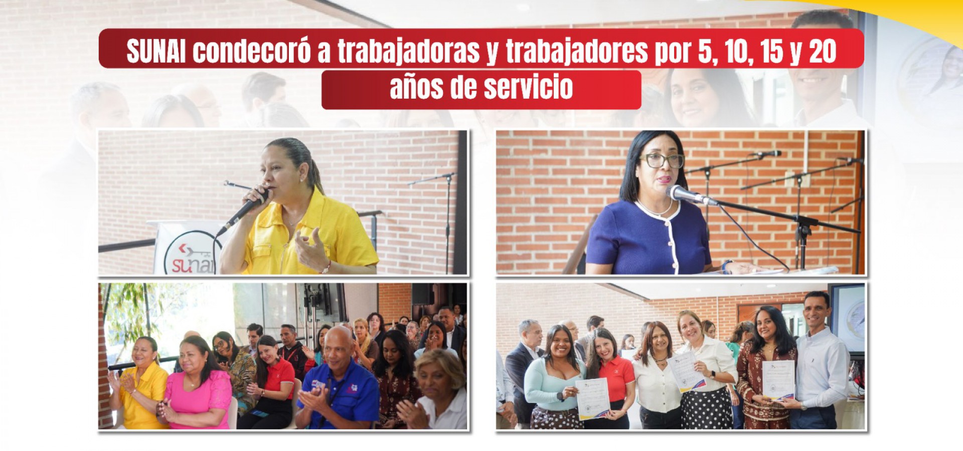 SUNAI condecoró a trabajadoras y trabajadores por 5, 10, 15 y 20 años de servicio